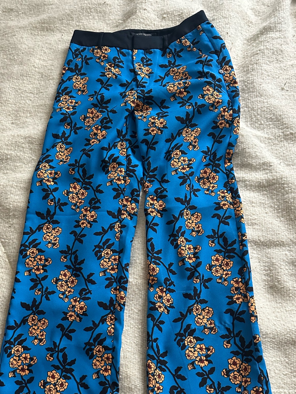 Scotch & Soda Blue Floral Lined Pants
